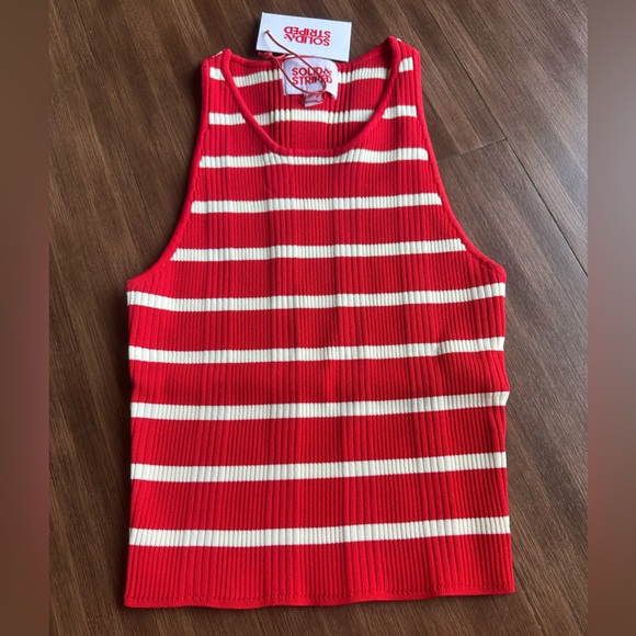 NWT SOLID & STRIPED
The Carson striped ribbed-knit top
Red and white stripe - Picture 5 of 7